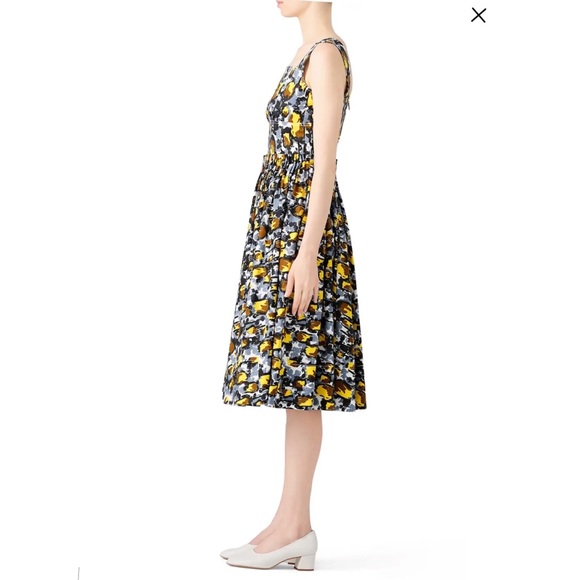 Marni Citrus Full Skirt Midi Dress Square Neck Fit Flare - Picture 2 of 16